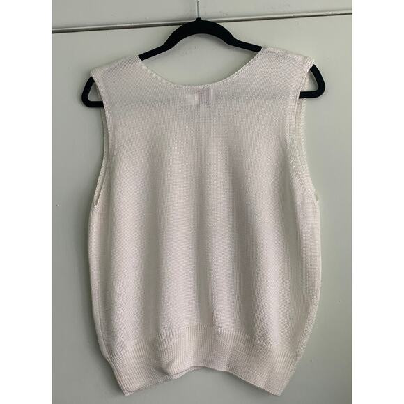 Women's FIA Italia Handwoven Sleeveless Ivory Sweater Vest Top L - Picture 5 of 8